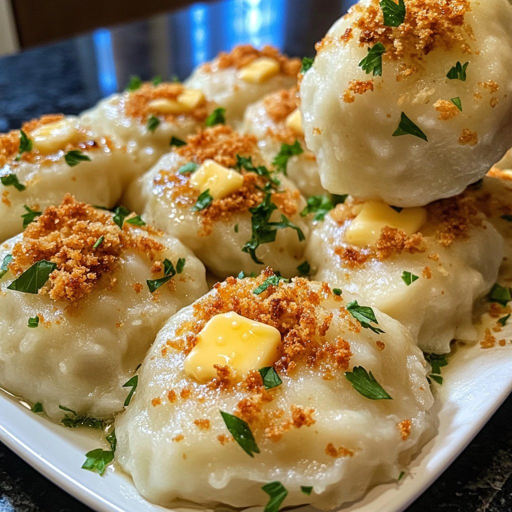 Potato Dumplings with Butter Crumbs and Parsley