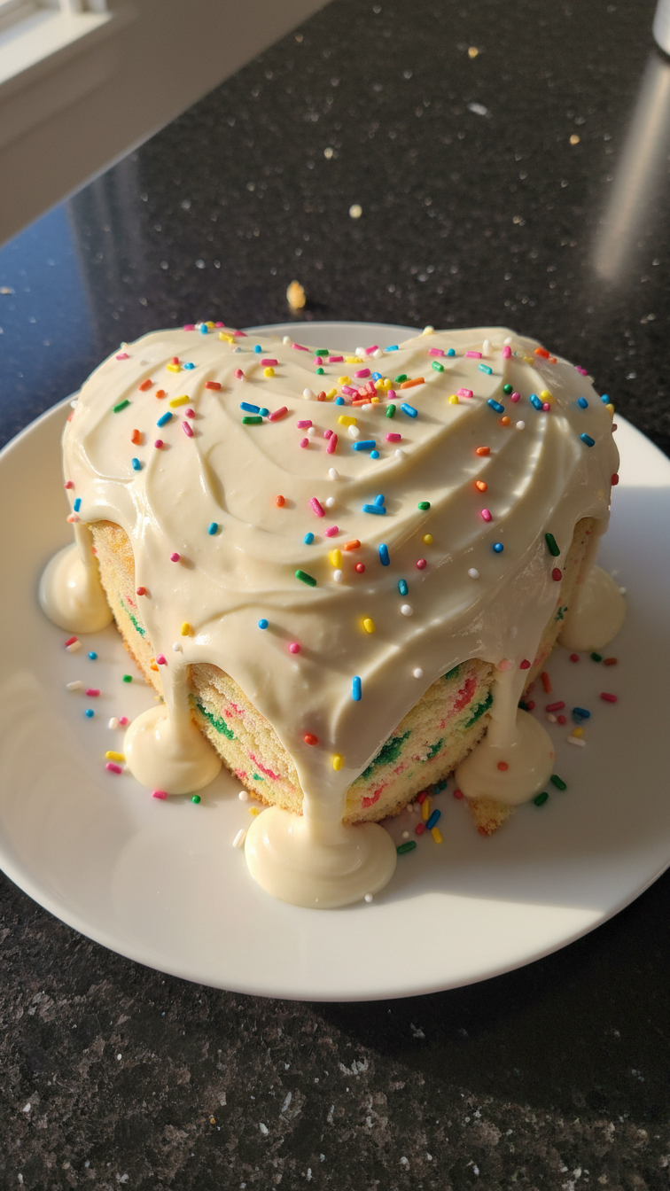 Heart-Shaped Funfetti Cake