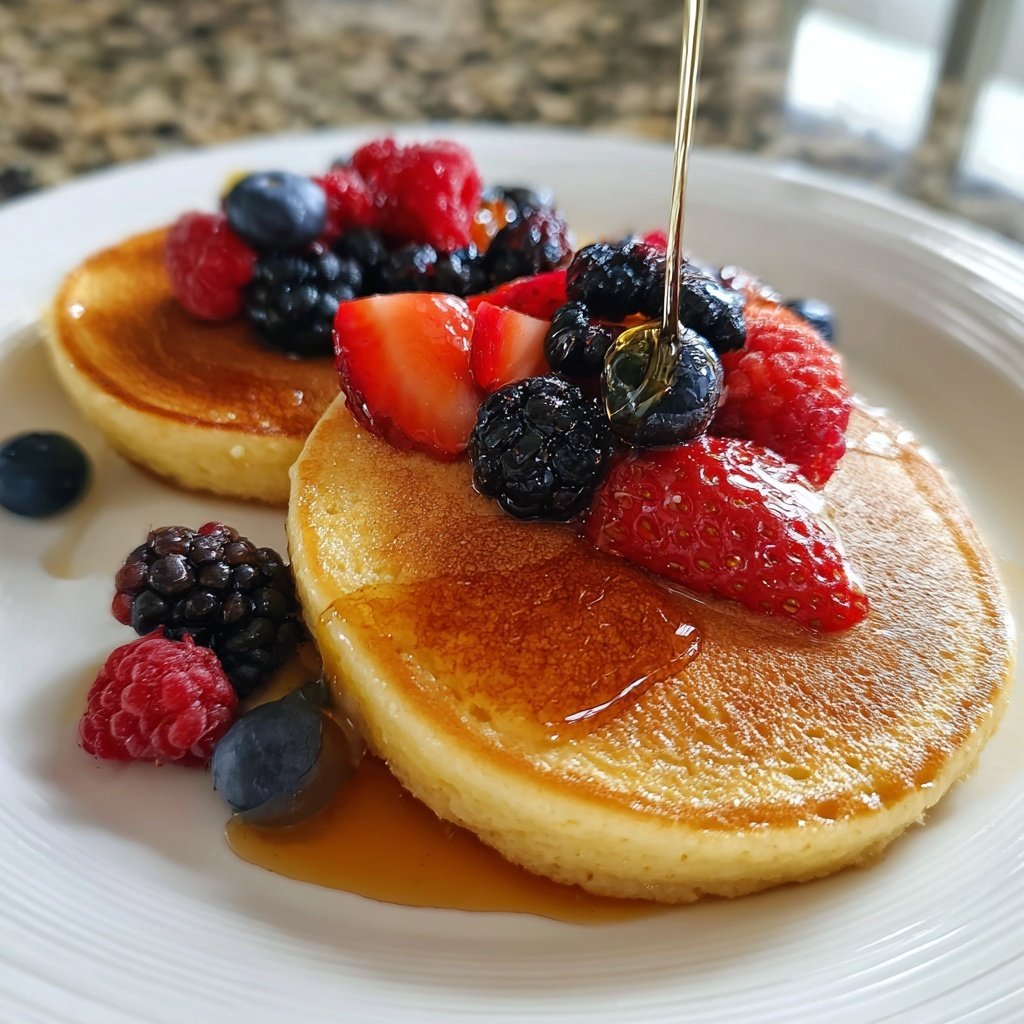 Fluffy Lemon Ricotta Pancakes with Berries​
