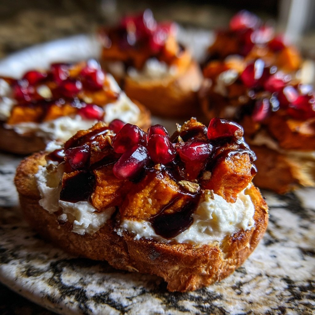 Sweet Potato Pomegranate Crostini