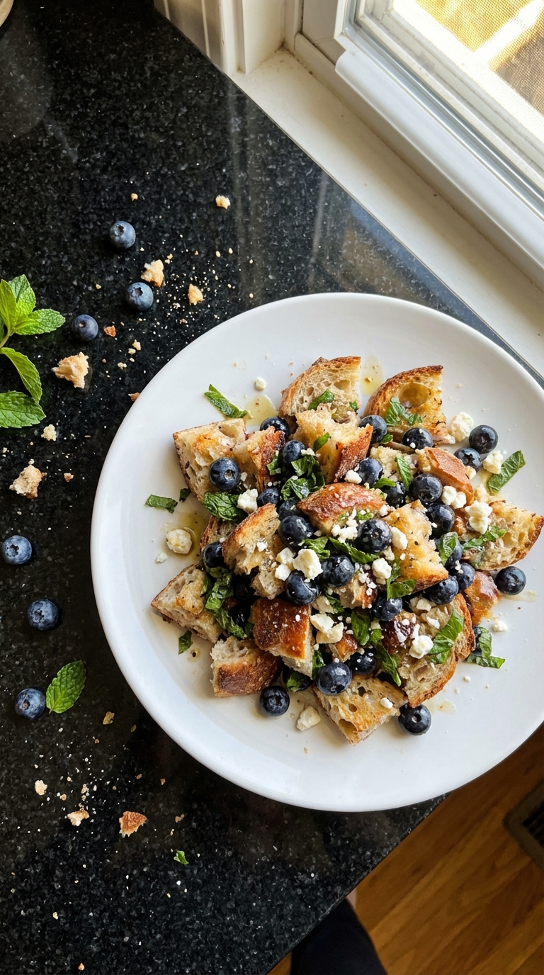 Blueberry Mint Sourdough Salad
