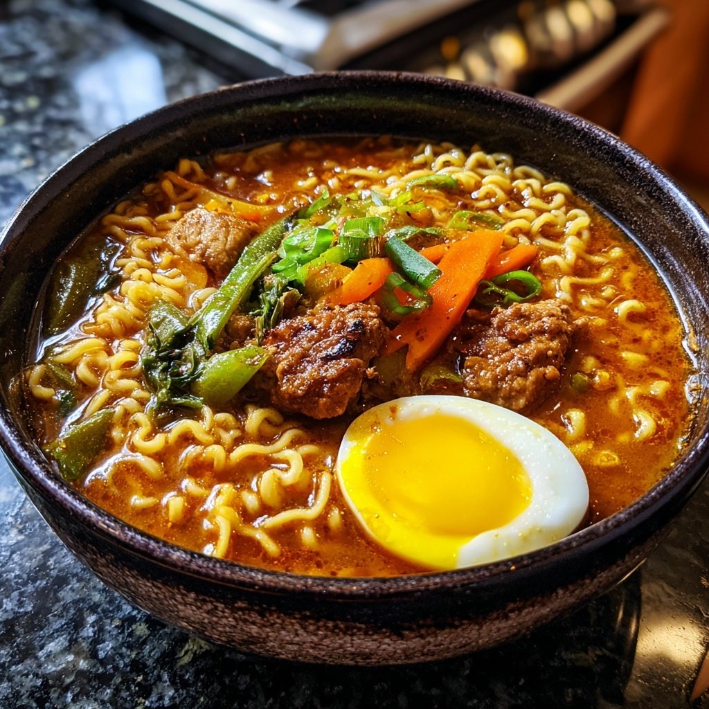 Spicy Chicken Ramen with Soft-Boiled Egg