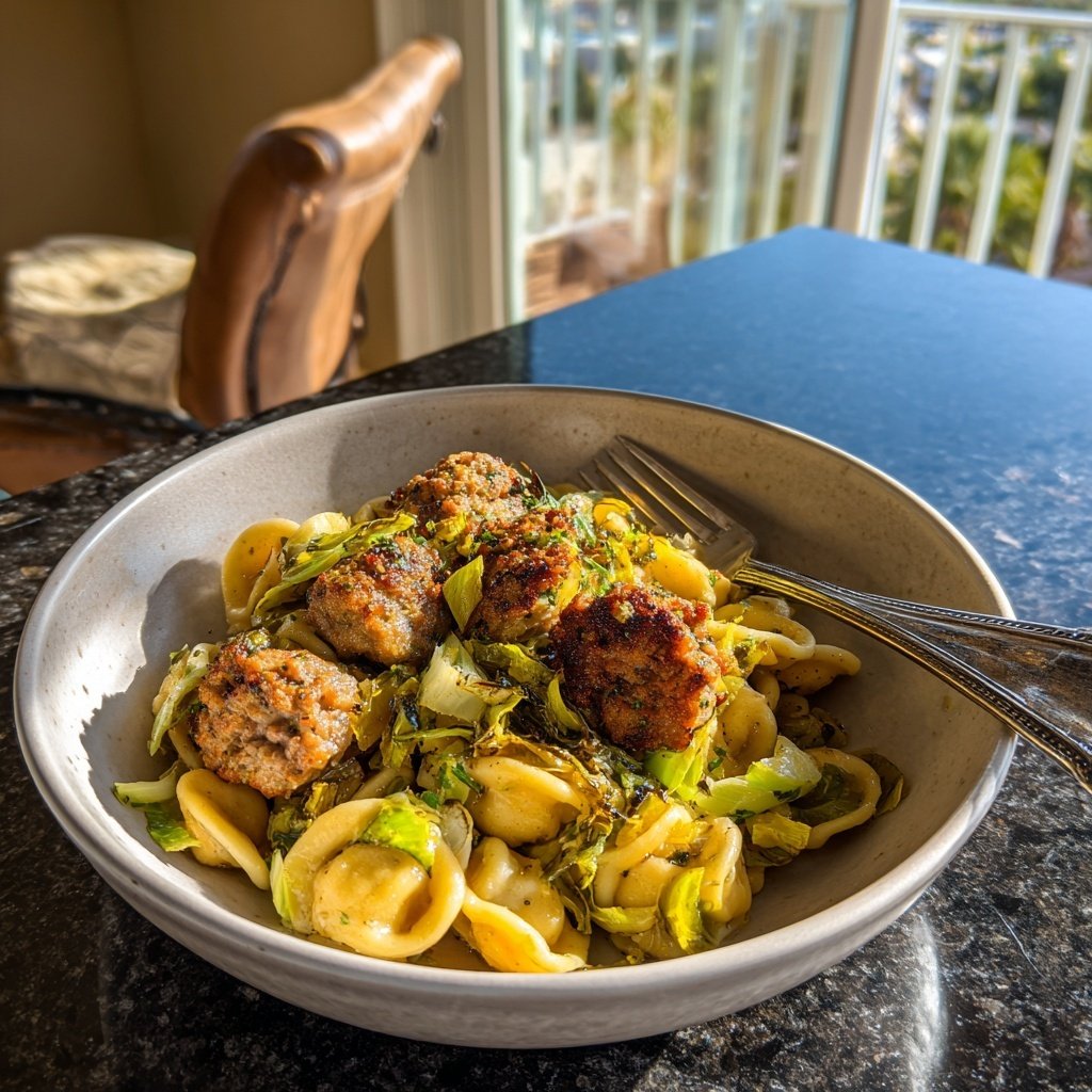 Sausage Leek Orecchiette Pasta Hearty