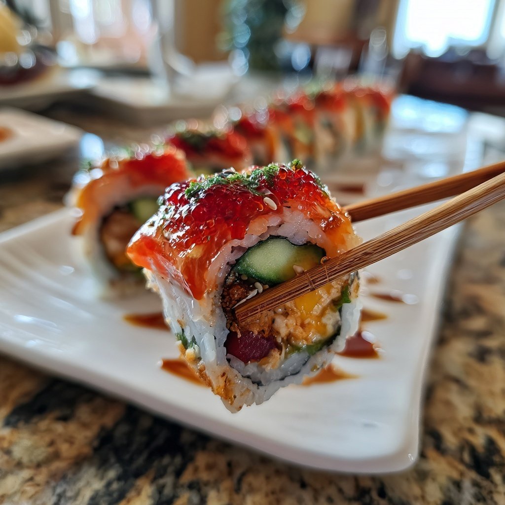 Festive Sushi Roll with Cranberry