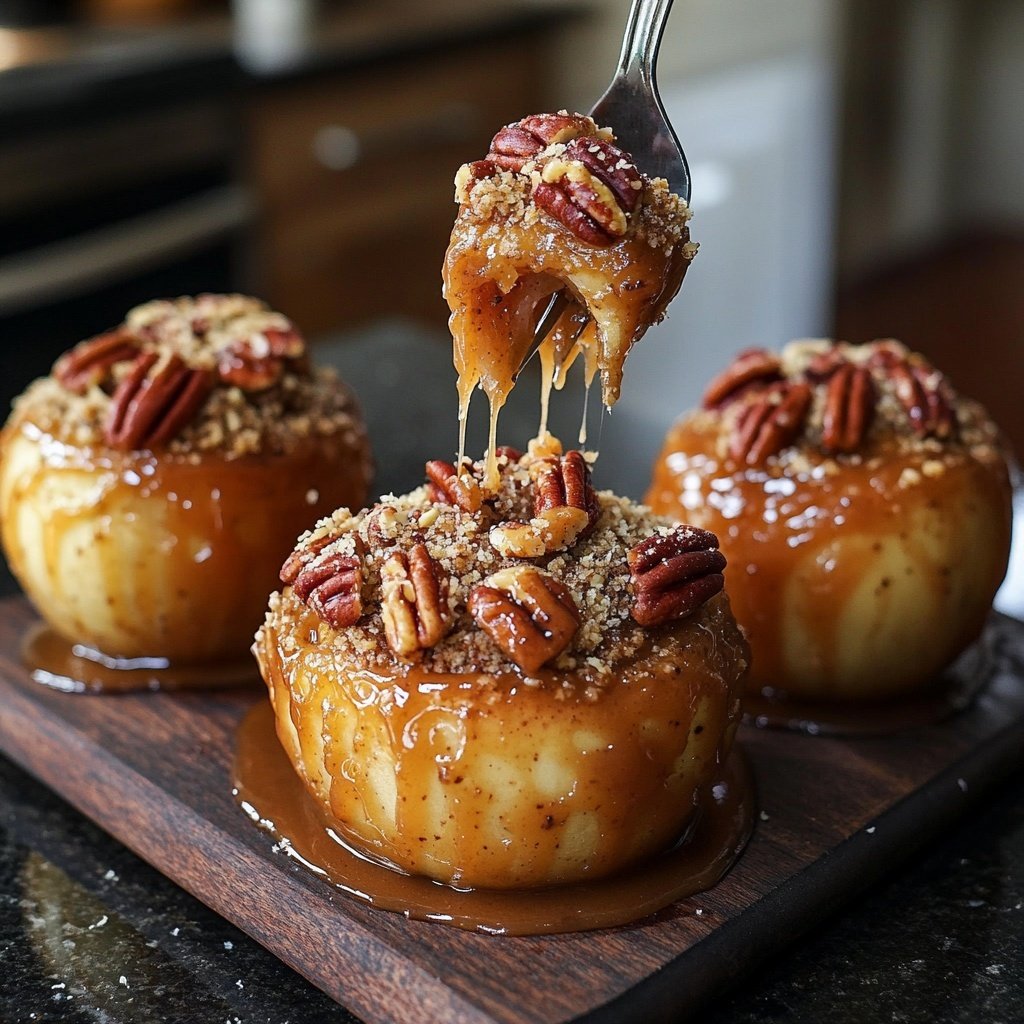 Festive Baked Apples with Marzipan and Pecans