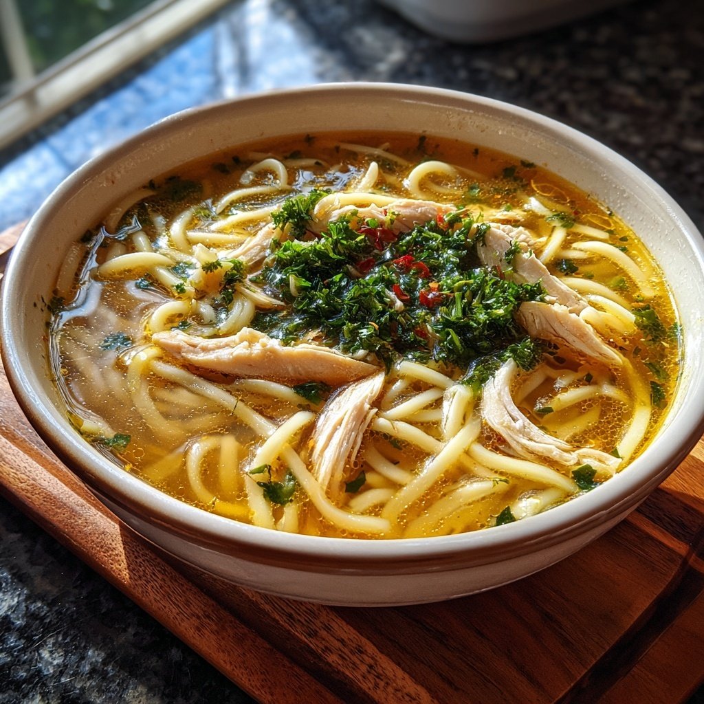 Classic Ginger Garlic Chicken Noodle Soup