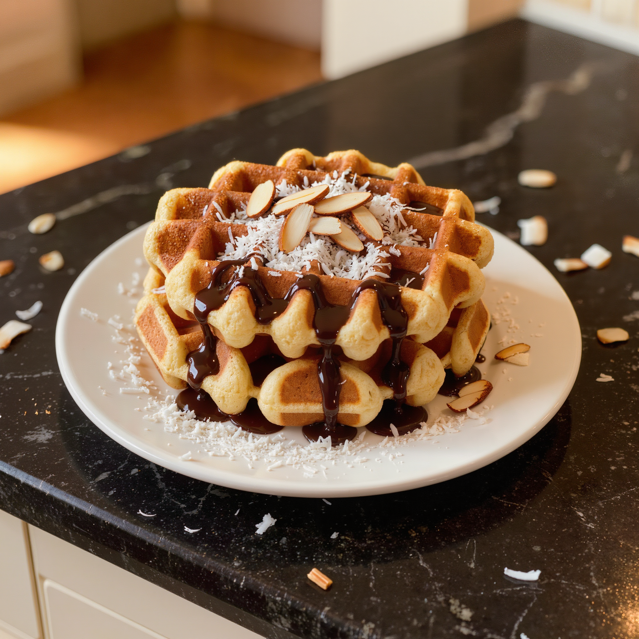 Almond Joy Waffle Stack