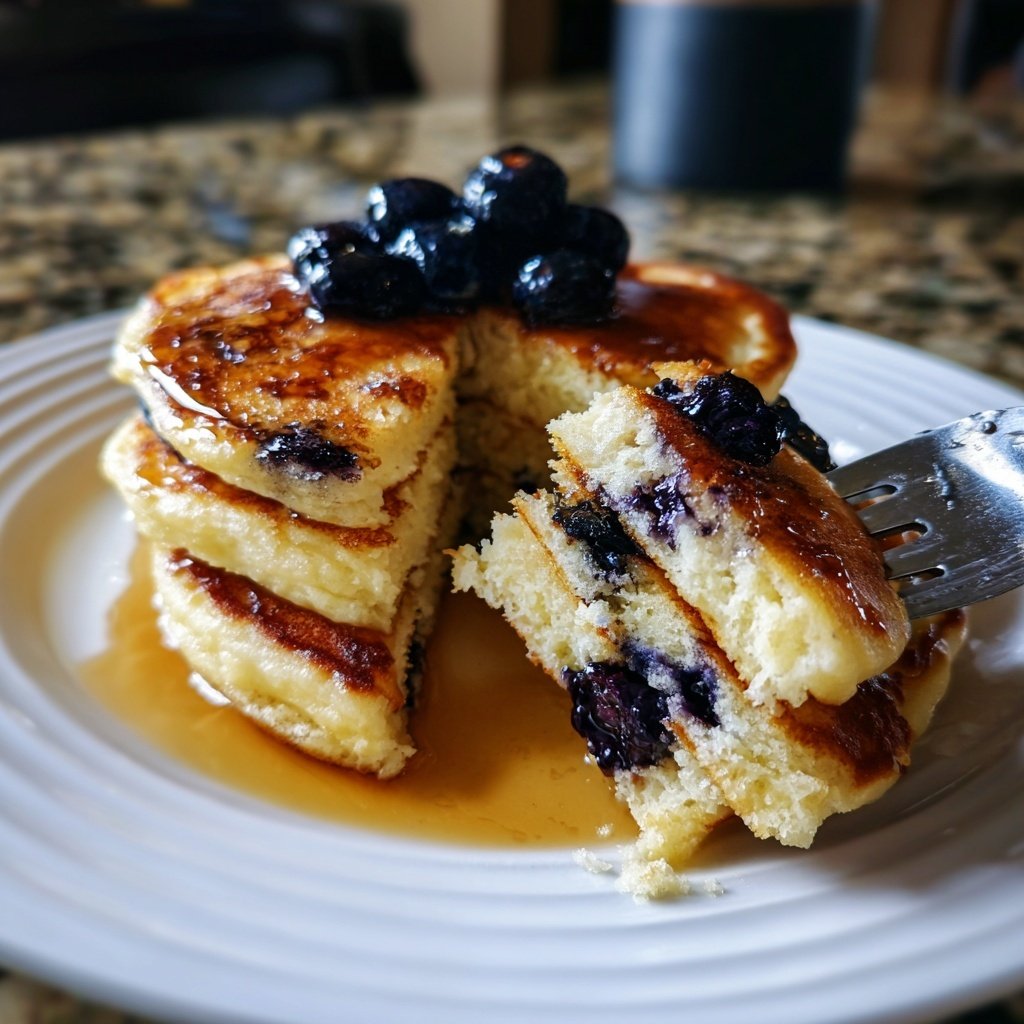 Cottage Cheese Pancakes with Blueberries