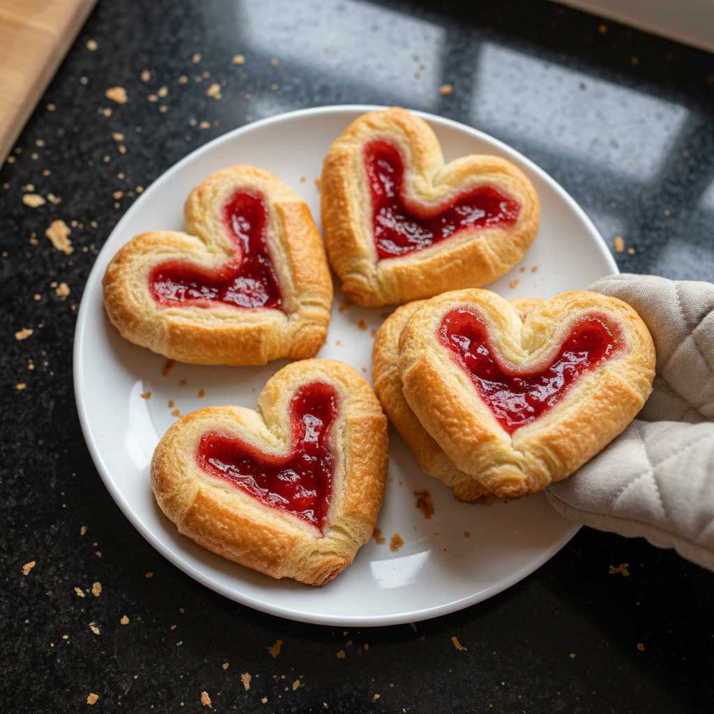 Strawberry-Filled Croissant Hearts
