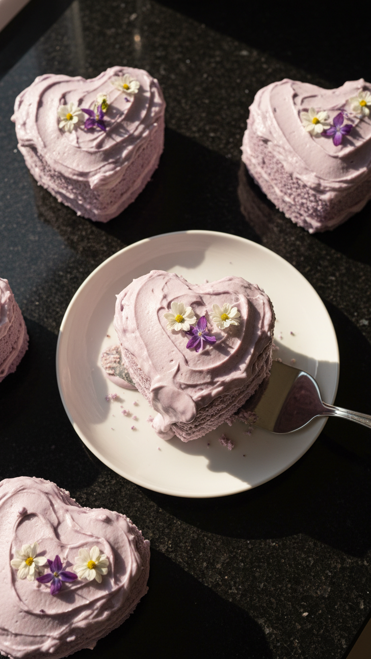 Elegant Lilac Heart Cakes